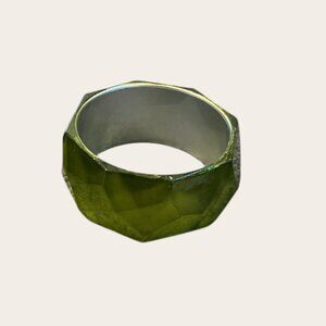 Vintage Green Faceted Resin Bangle Bracelet